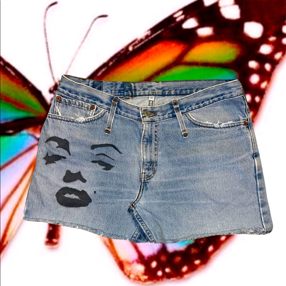J Bush Hollywood creations x Levi’s Marilyn Monroe screen printed mini skirt